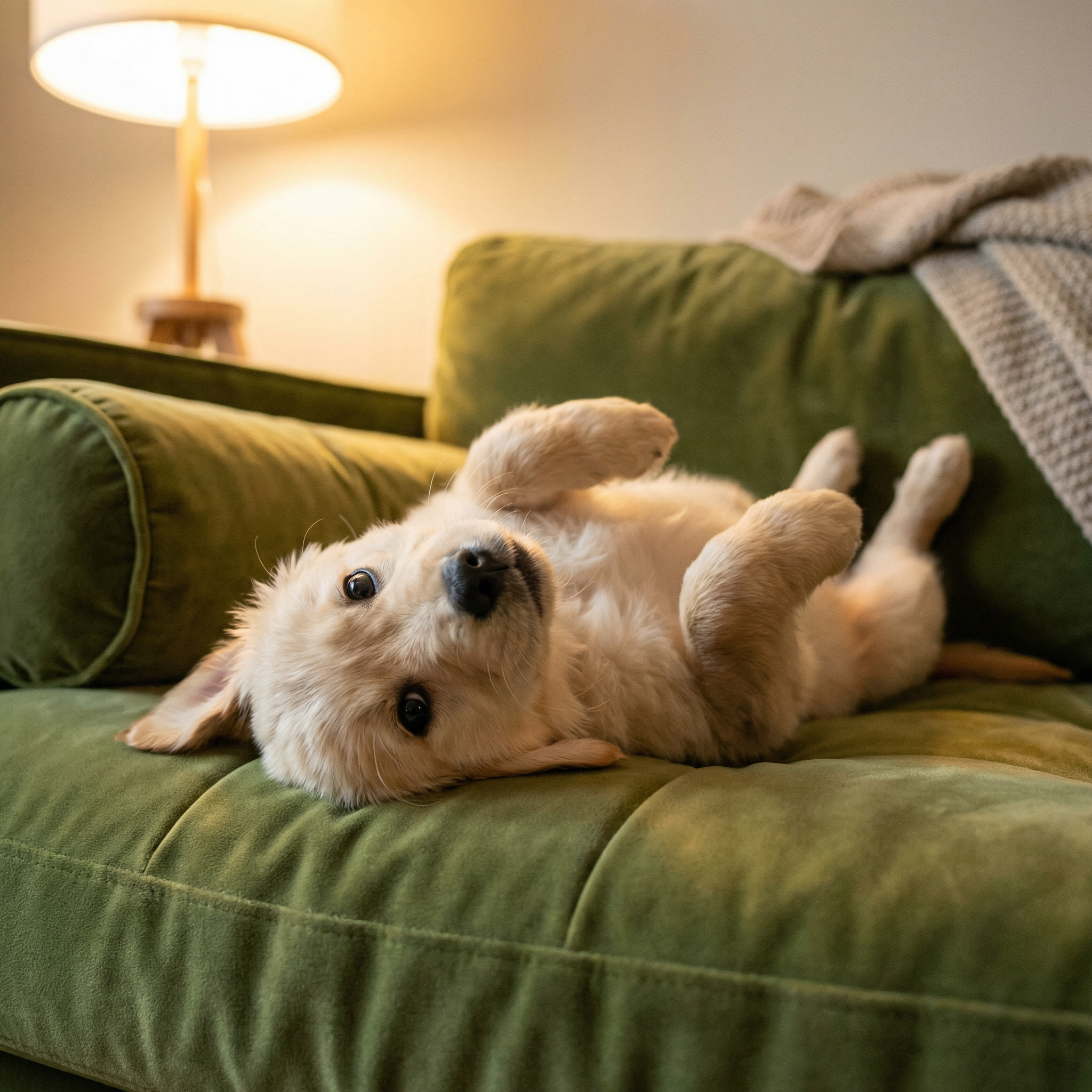 仰向け仔犬